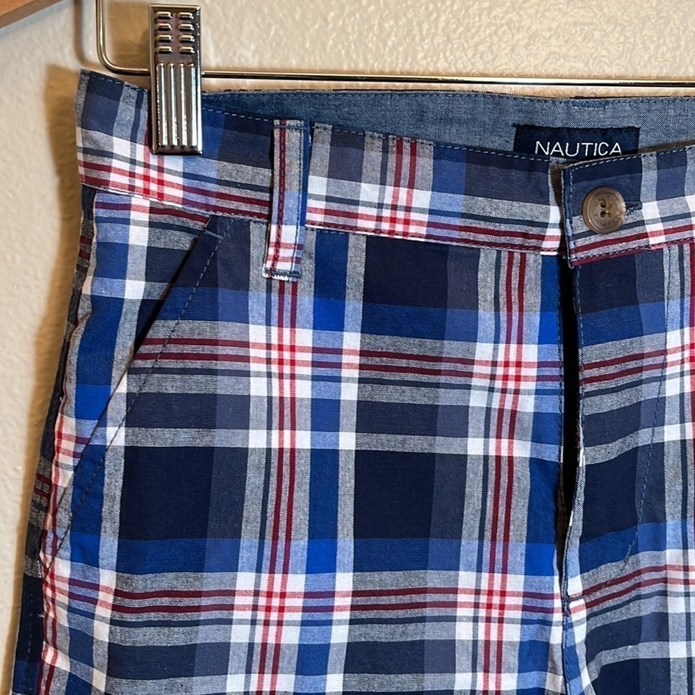 𝅺NAUTICA Blue Plaid Shorts Boy Size 12 - Picture 2 of 10